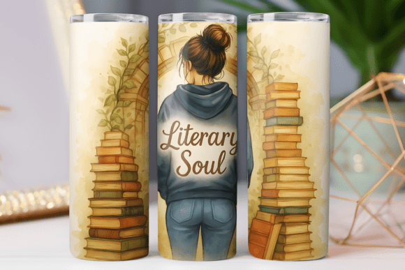Book Lover Girl Tumbler Wrap: Graphics for Tumbler Wraps