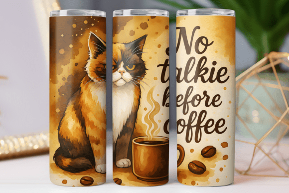 Cat Funny Coffee Tumbler Wrap 20oz Png Graphics & Freebies