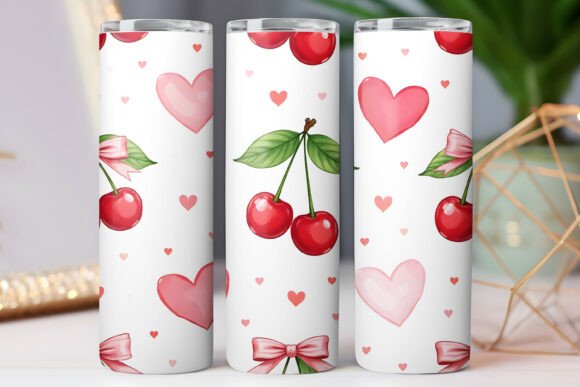 Cherry Fruits Pattern Tumbler Wraps 20oz for Graphic Sellers