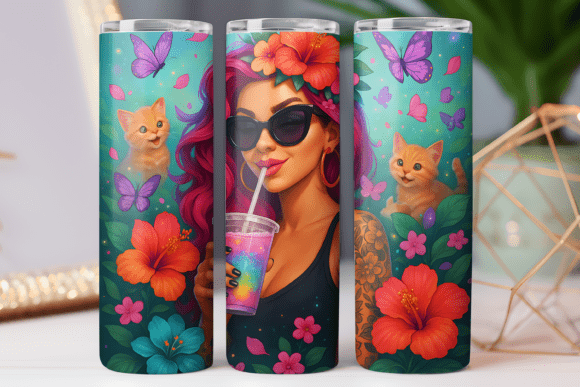 Coffee Girl Tumbler Graphics: Freebies & Design