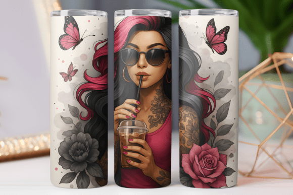 Coffee Girl Tumbler Wrap 20oz Art Skinny