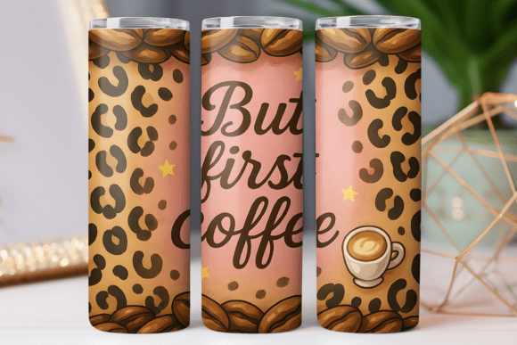 Coffee Leopard Tumbler Wrap: Free Graphic for Branding