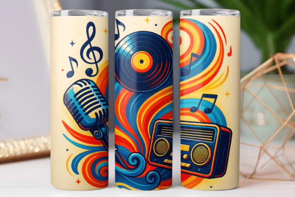 Color Music Tumbler Wrap: Free Graphics for 20oz Skinny