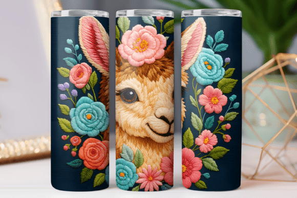 Embroidery Floral Tumbler Wrap Art Graphics Freebies