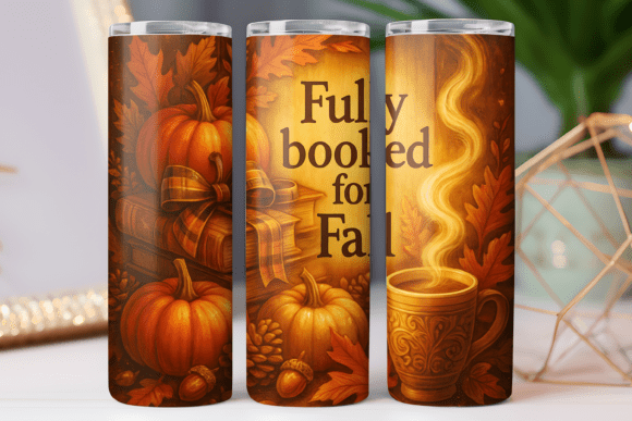 Fall Season Reading Tumbler Art: Graphics & Tumbler Wraps