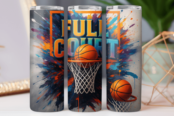 Full Court Basketball Tumbler Wrap 20oz: Graphics & Tumbler Wraps