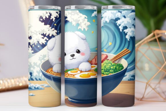 Japanese Puppy Ramen Tumbler Wrap Design Graphics