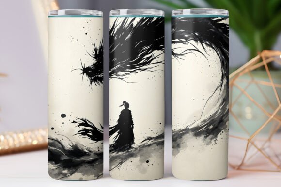 Japanese Warrior Dragon Tumbler Wrap Png