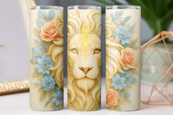Lion Floral Tumbler Design Art Wrap 20oz: Graphics & Tumbler Wraps
