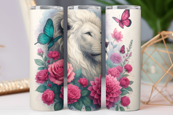 Lion Floral Tumbler Wrap: Graphics & Freebies