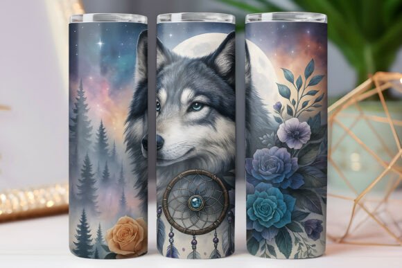 Native Wolf Tumbler Wrap: Graphics & Tumbler Wraps