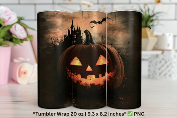 Pumpkin Glow Face Wrap: Graphics for Tumbler Wraps