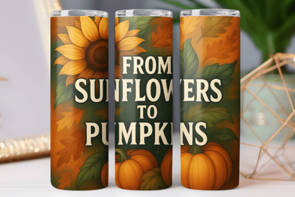 Sunflower Thanksgiving Day Tumbler Wrap: Graphics & Tumbler Wraps
