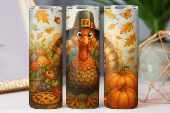 Thanksgiving Day Tumbler Wrap Graphics & Freebies