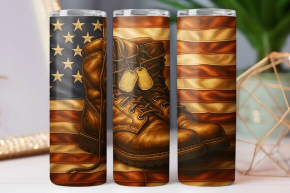 US Veteran Boot Tumbler Wrap Graphics & Illustrations