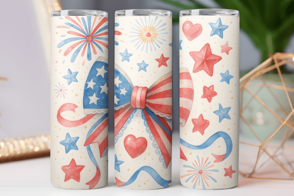 USA Bow Patriotic Tumbler Wrap Art 20oz: Freebies Graphics Review
