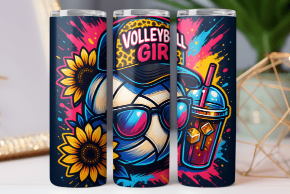 Volleyball Girl Art Tumbler Wrap 20oz Graphics & Freebies