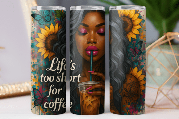Women and Coffee Tumbler Wrap Graphics for Crafters